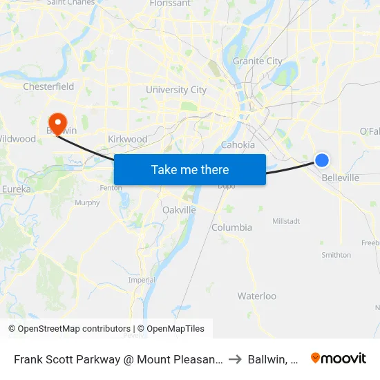 Frank Scott Parkway @ Mount Pleasant Sb to Ballwin, MO map