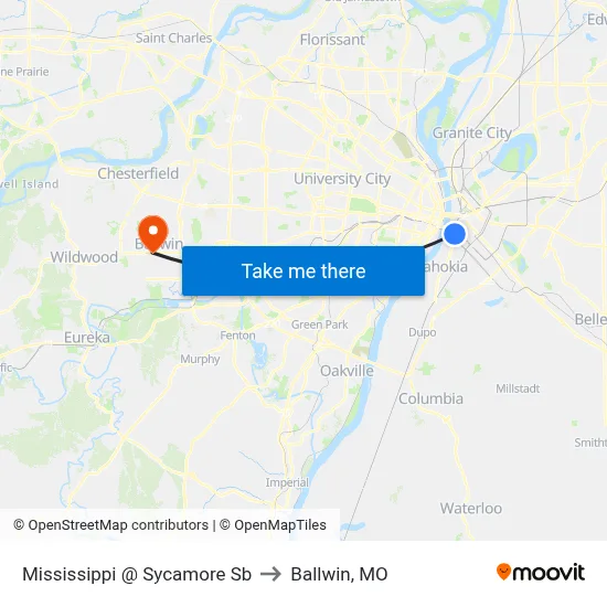 Mississippi @ Sycamore Sb to Ballwin, MO map