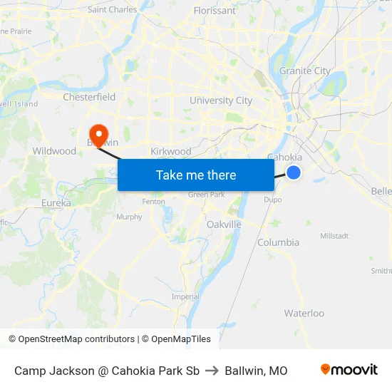 Camp Jackson @ Cahokia Park Sb to Ballwin, MO map