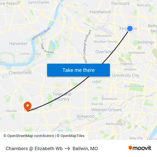 Chambers @ Elizabeth Wb to Ballwin, MO map