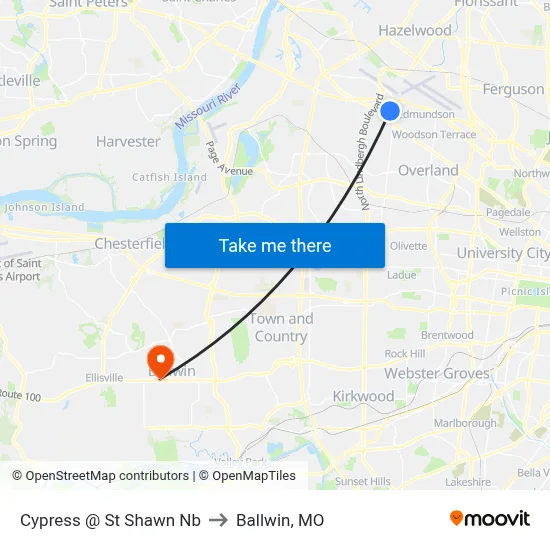 Cypress @ St Shawn Nb to Ballwin, MO map