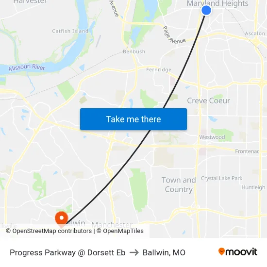 Progress Parkway @ Dorsett Eb to Ballwin, MO map