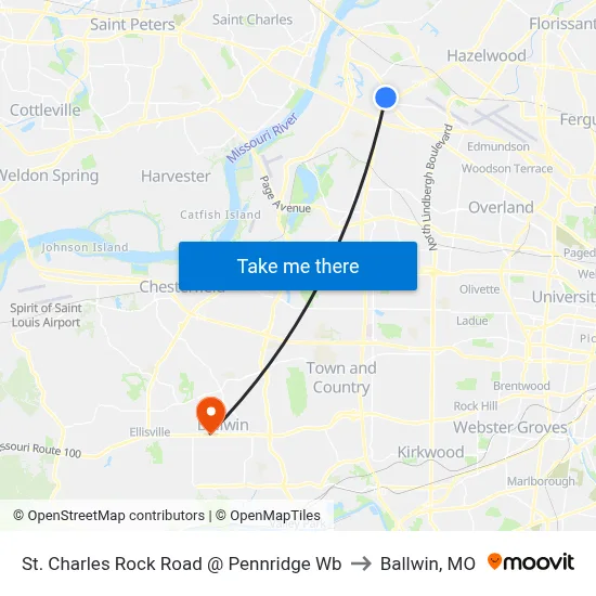 St. Charles Rock Road @ Pennridge Wb to Ballwin, MO map