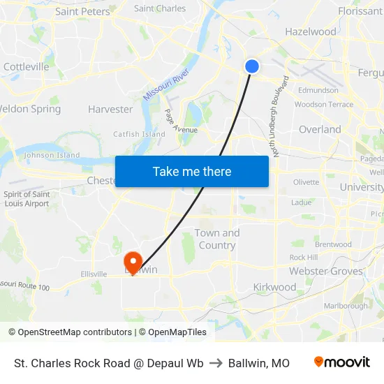 St. Charles Rock Road @ Depaul Wb to Ballwin, MO map