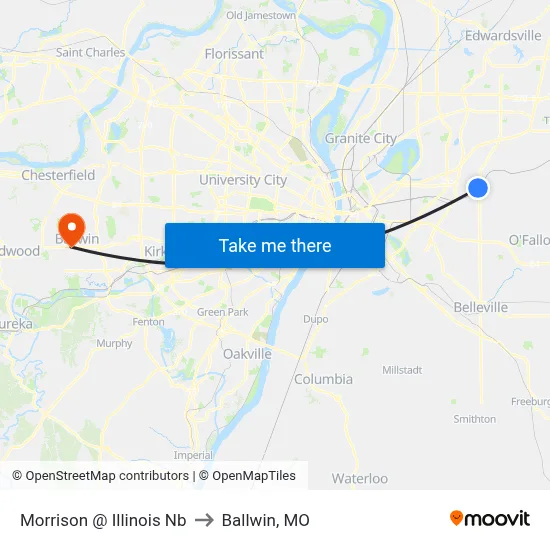 Morrison @ Illinois Nb to Ballwin, MO map