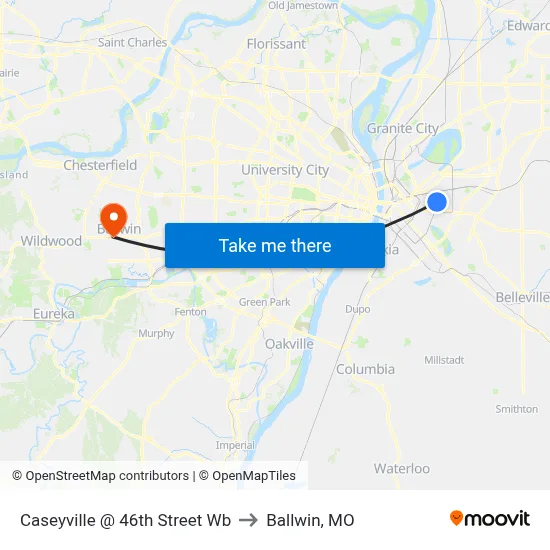 Caseyville @ 46th Street Wb to Ballwin, MO map