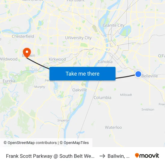 Frank Scott Parkway @ South Belt West Sb to Ballwin, MO map