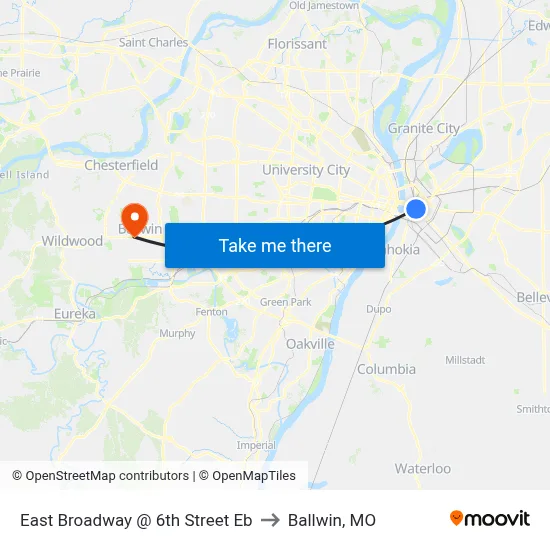 East Broadway @ 6th Street Eb to Ballwin, MO map