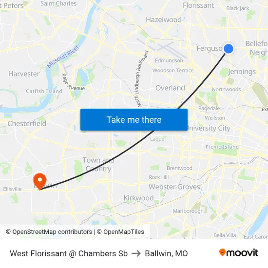 West Florissant @ Chambers Sb to Ballwin, MO map