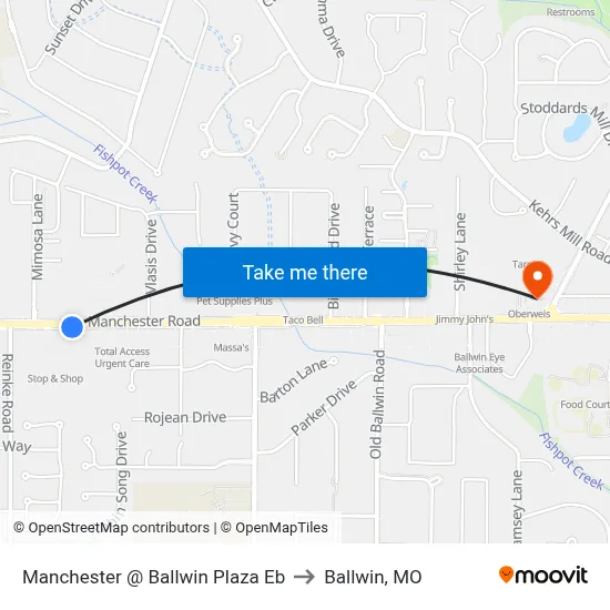 Manchester @ Ballwin Plaza Eb to Ballwin, MO map