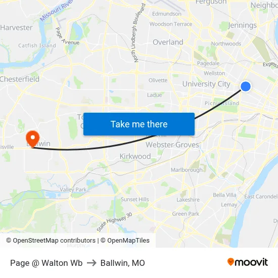 Page @ Walton Wb to Ballwin, MO map