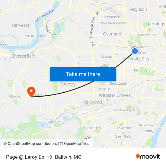 Page @ Leroy Eb to Ballwin, MO map