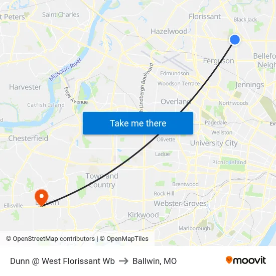 Dunn @ West Florissant Wb to Ballwin, MO map