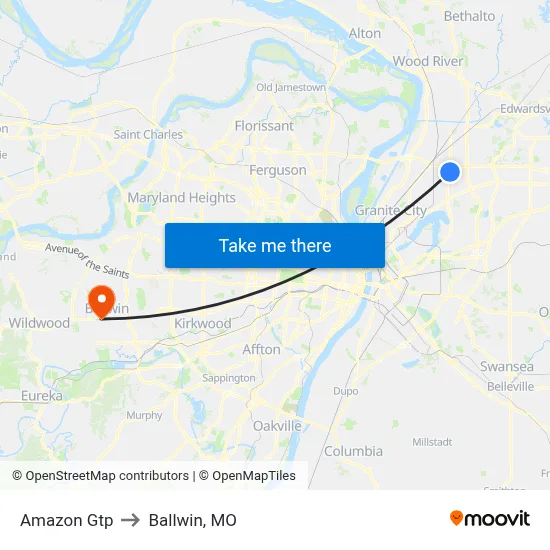 Amazon Gtp to Ballwin, MO map