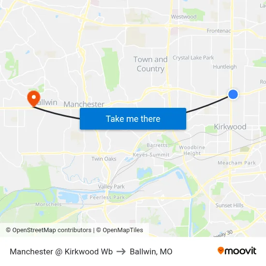 Manchester @ Kirkwood Wb to Ballwin, MO map