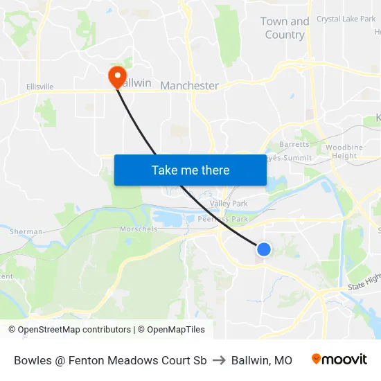 Bowles @ Fenton Meadows Court Sb to Ballwin, MO map