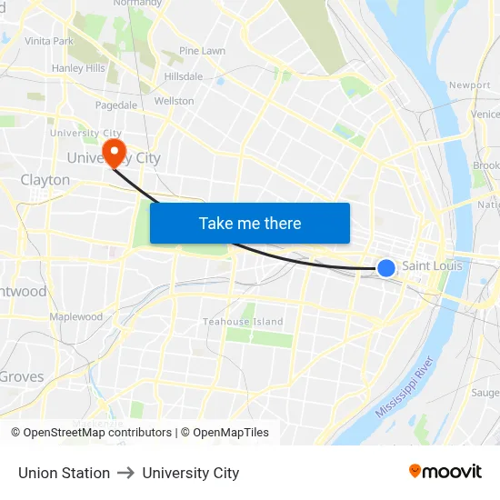 Union Station to University City map