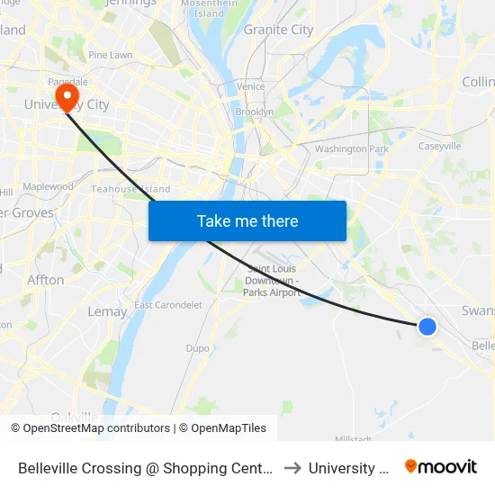 Belleville Crossing @ Shopping Center Sb to University City map