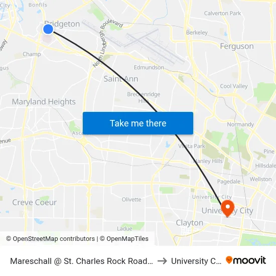 Mareschall @ St. Charles Rock Road Wb to University City map