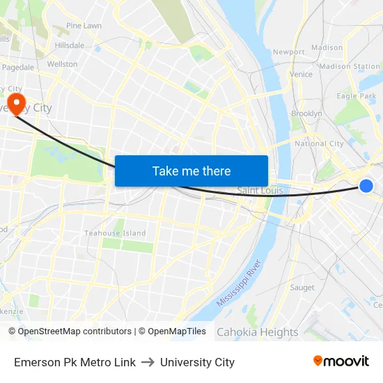 Emerson Pk Metro Link to University City map