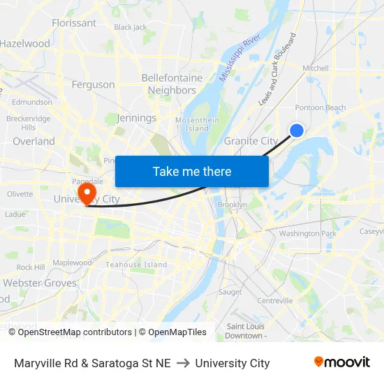 Maryville Rd & Saratoga St NE to University City map