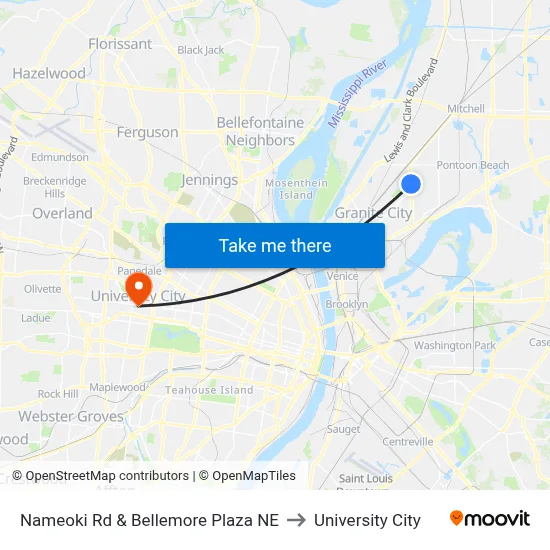 Nameoki Rd & Bellemore Plaza NE to University City map