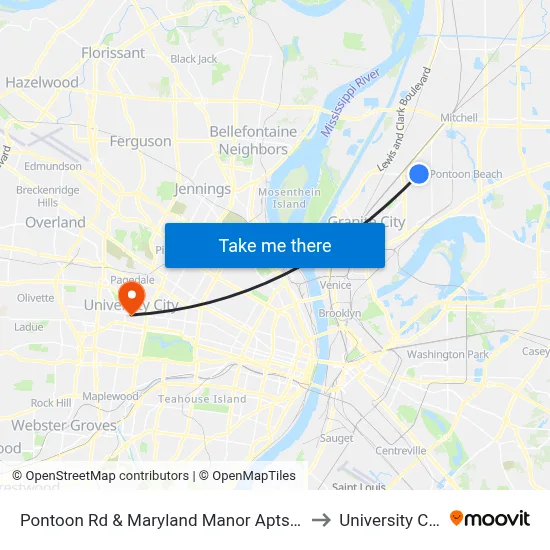 Pontoon Rd & Maryland Manor Apts NE to University City map