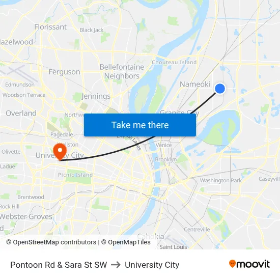 Pontoon Rd & Sara St SW to University City map