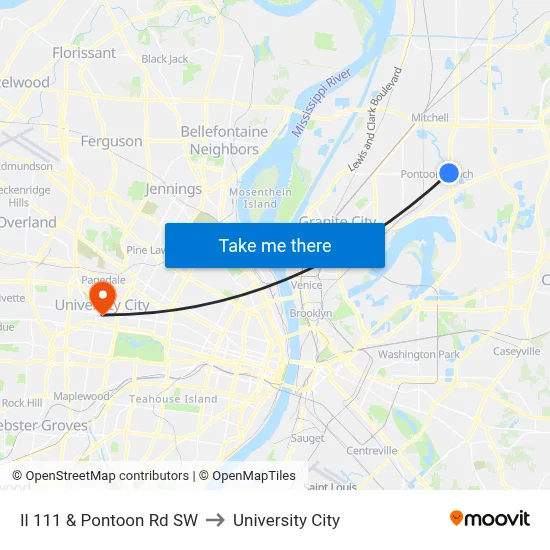 Il 111 & Pontoon Rd SW to University City map
