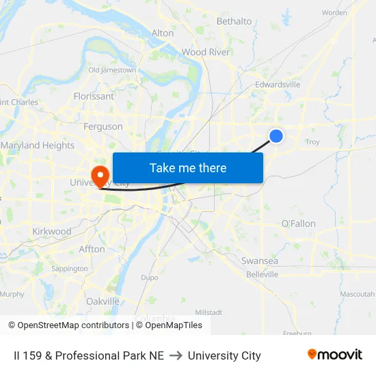 Il 159 & Professional Park NE to University City map