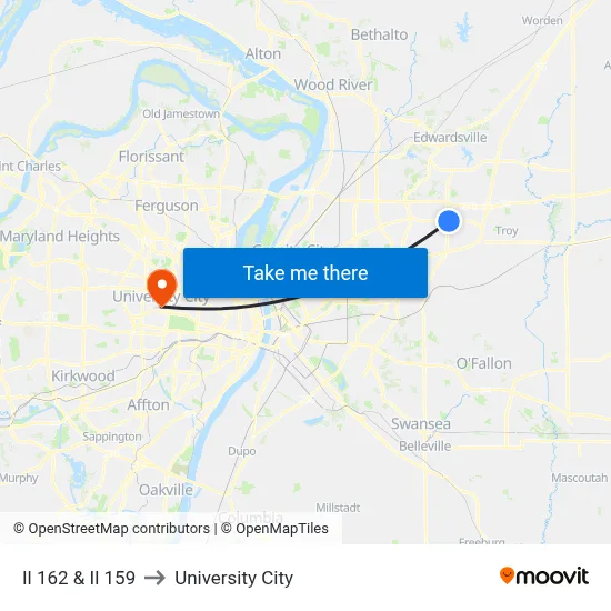 Il 162 & Il 159 to University City map