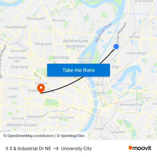 Il 3 & Industrial Dr NE to University City map