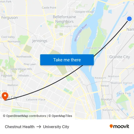 Chestnut Health to University City map