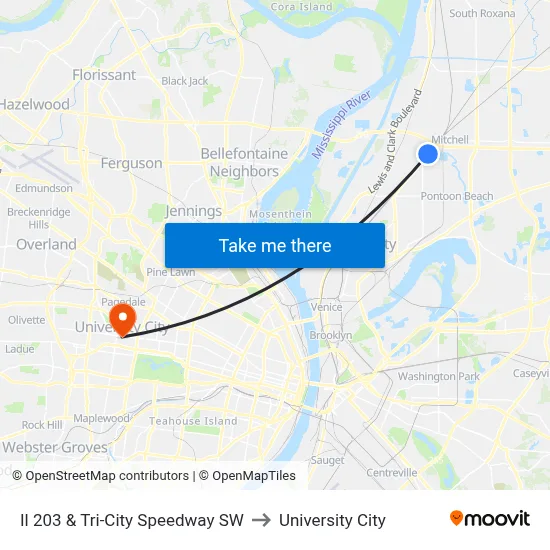 Il 203 & Tri-City Speedway SW to University City map