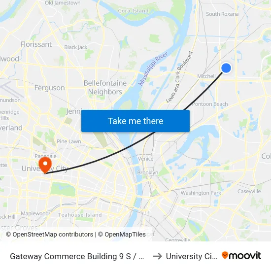 Gateway Commerce Building 9 S / W1 to University City map