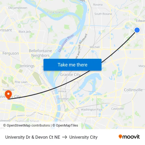 University Dr & Devon Ct NE to University City map