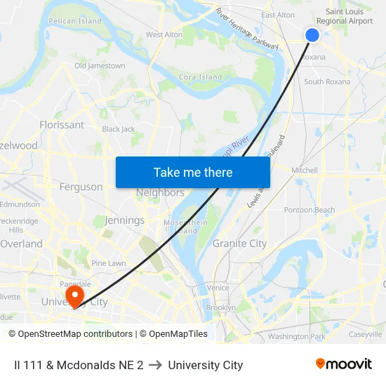 Il 111 & Mcdonalds NE 2 to University City map