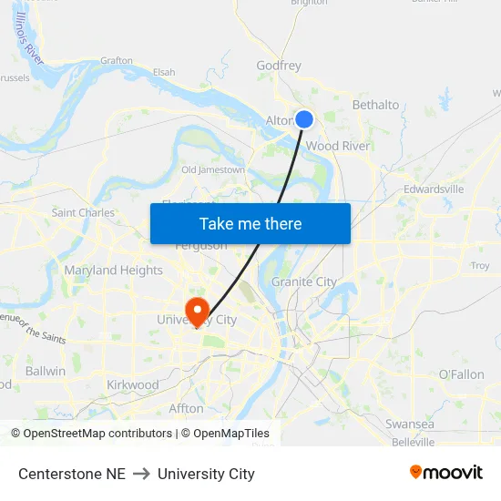 Centerstone NE to University City map