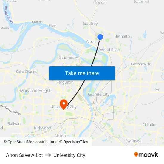 Alton Save A Lot to University City map