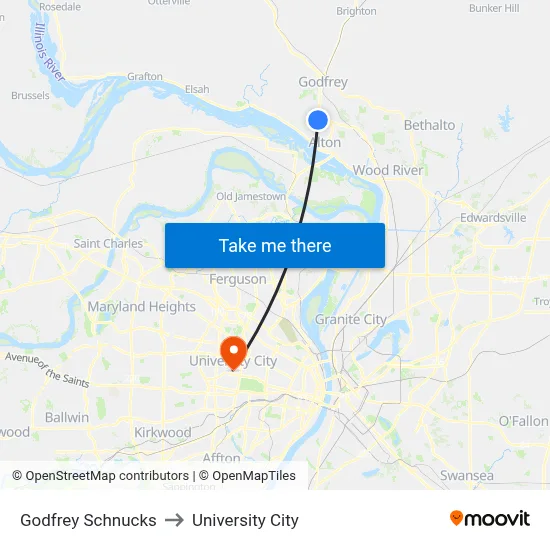 Godfrey Schnucks to University City map