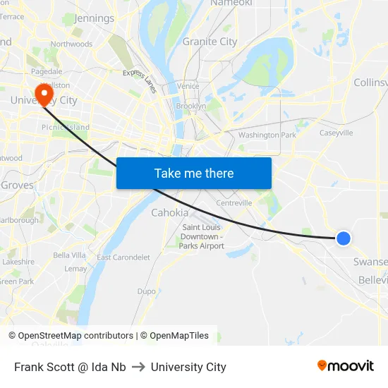 Frank Scott @ Ida Nb to University City map