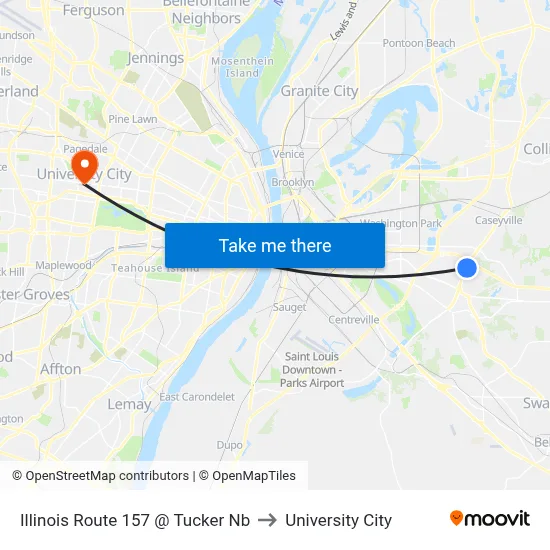 Illinois Route 157 @ Tucker Nb to University City map