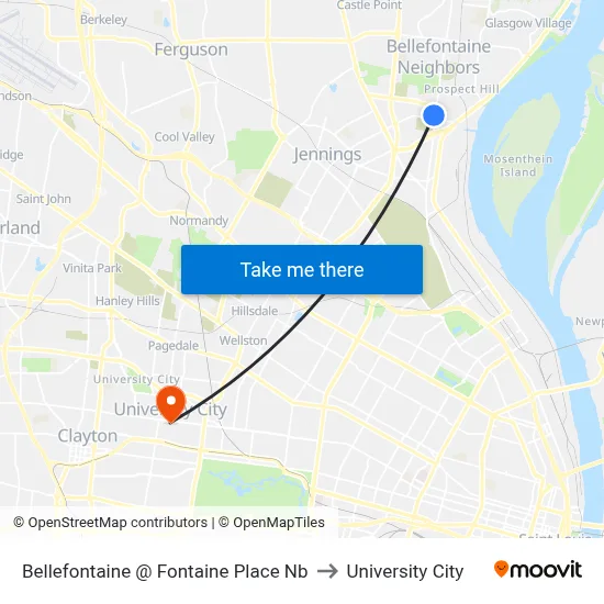 Bellefontaine @ Fontaine Place Nb to University City map