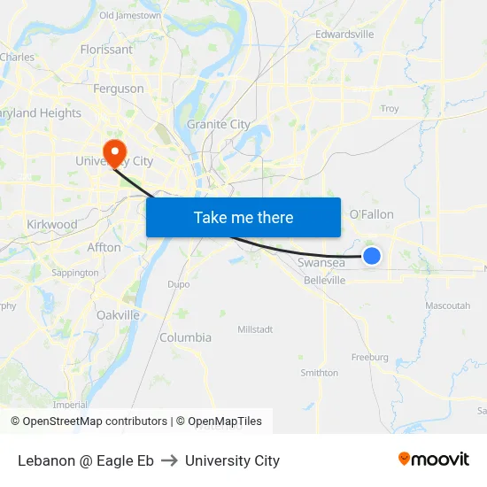 Lebanon @ Eagle Eb to University City map
