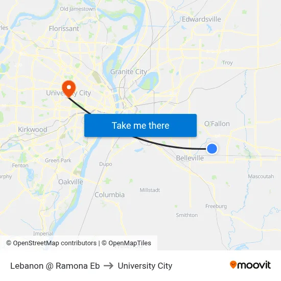 Lebanon @ Ramona Eb to University City map