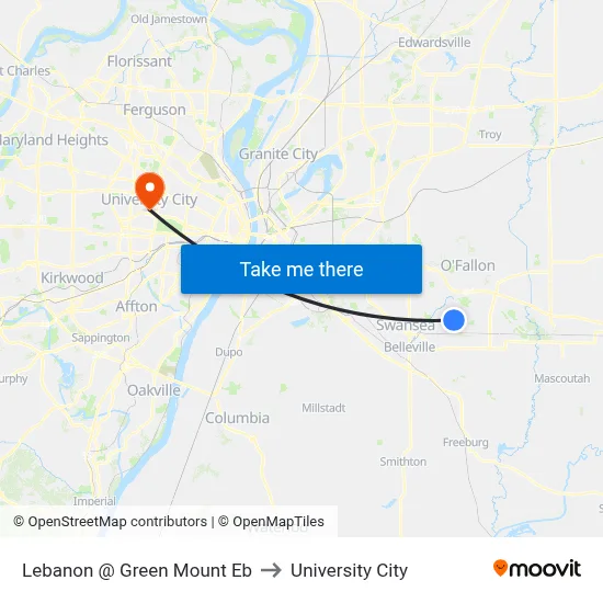 Lebanon @ Green Mount Eb to University City map