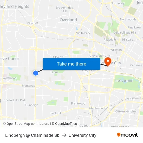 Lindbergh @ Chaminade Sb to University City map