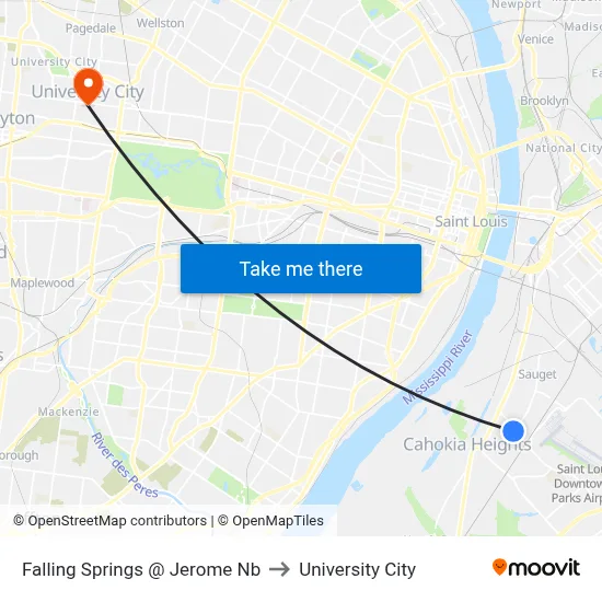 Falling Springs @ Jerome Nb to University City map