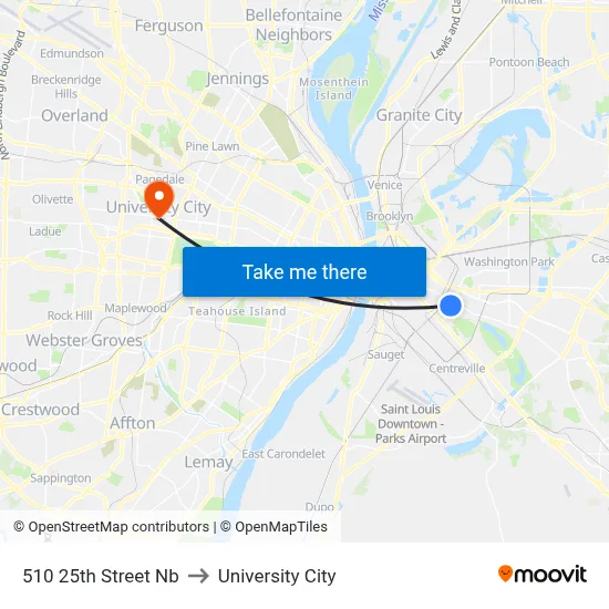 510 25th Street Nb to University City map