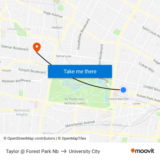 Taylor @ Forest Park Nb to University City map